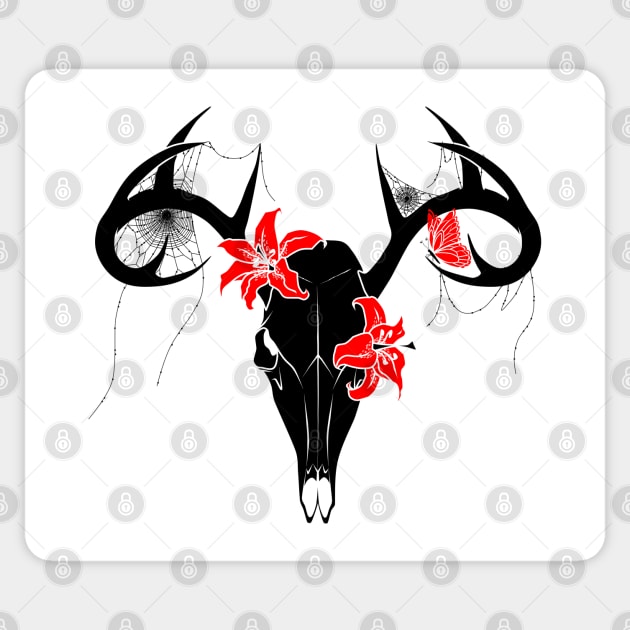Flowery deer skull v2 Sticker by Anrui